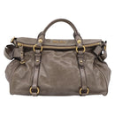 Miu Miu Hand Bag Leather 2way Gray Gold Auth yk20871M-13
