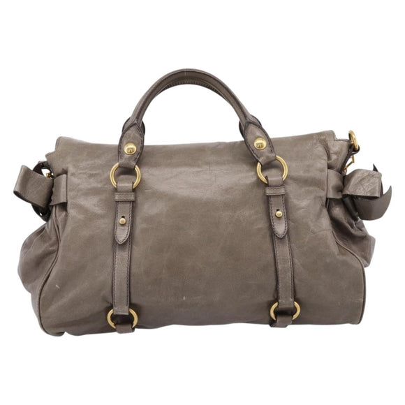 Miu Miu Hand Bag Leather 2way Gray Gold Auth yk20871M