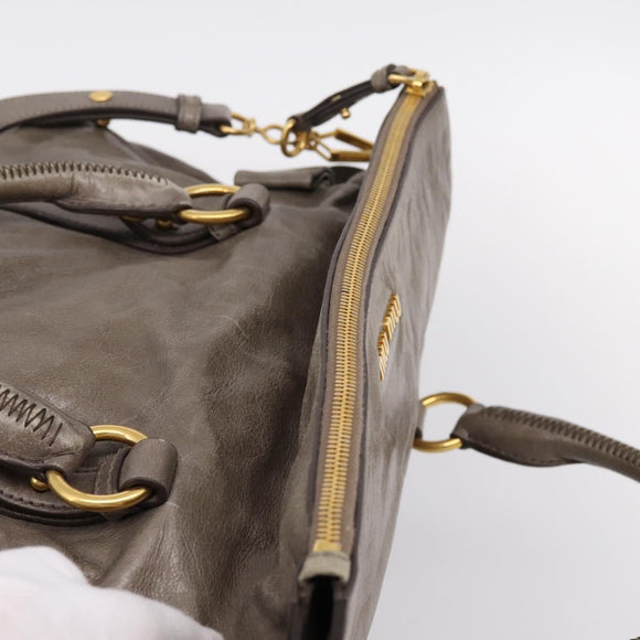 Miu Miu Hand Bag Leather 2way Gray Gold Auth yk20871M