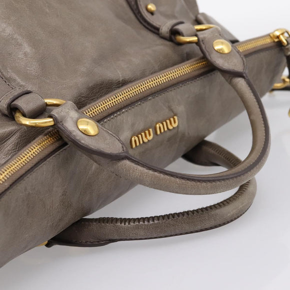 Miu Miu Hand Bag Leather 2way Gray Gold Auth yk20871M