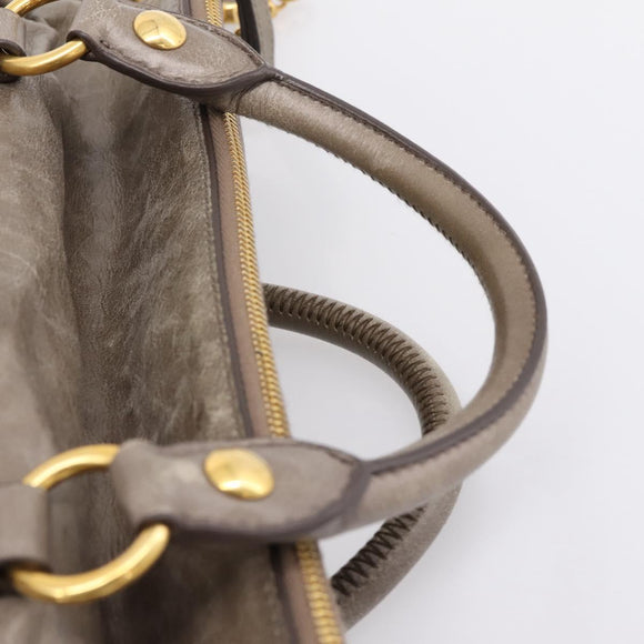Miu Miu Hand Bag Leather 2way Gray Gold Auth yk20871M