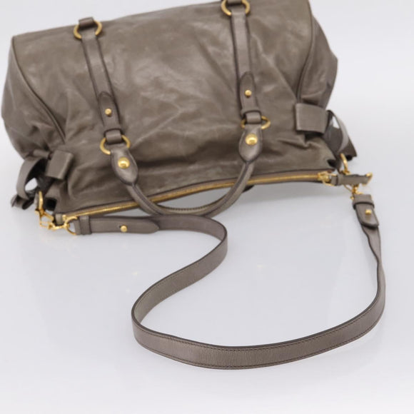 Miu Miu Hand Bag Leather 2way Gray Gold Auth yk20871M