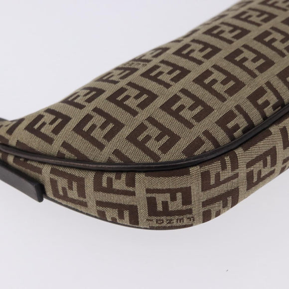 FENDI Zucchino Canvas Accessory Pouch Beige Silver 8BR133 Auth yk20873V