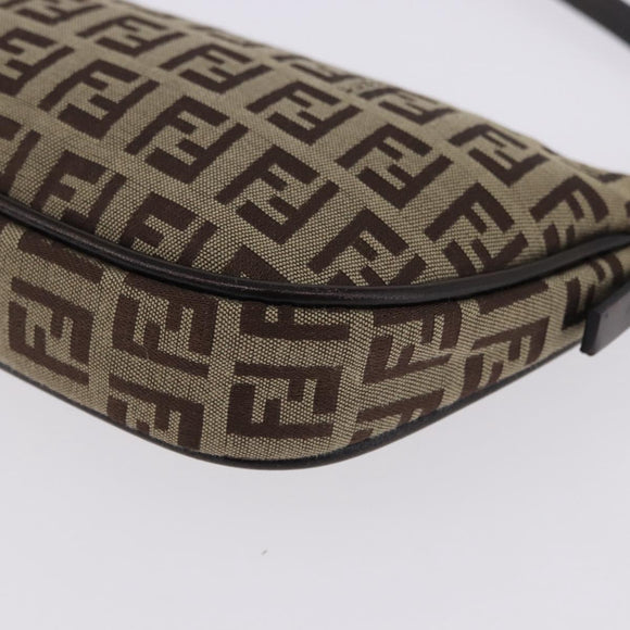 FENDI Zucchino Canvas Accessory Pouch Beige Silver 8BR133 Auth yk20873V