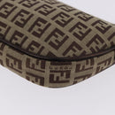 FENDI Zucchino Canvas Accessory Pouch Beige Silver 8BR133 Auth yk20873V-17