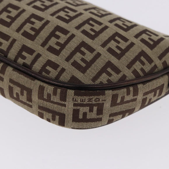 FENDI Zucchino Canvas Accessory Pouch Beige Silver 8BR133 Auth yk20873V