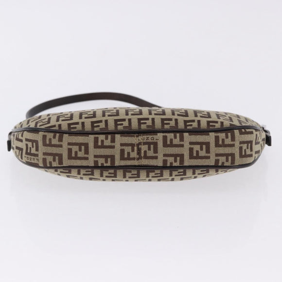 FENDI Zucchino Canvas Accessory Pouch Beige Silver 8BR133 Auth yk20873V