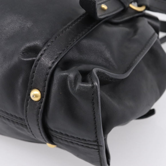 Miu Miu Shoulder Bag Leather Black Gold Tone Auth yk20875M