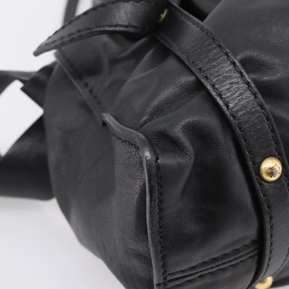 Miu Miu Shoulder Bag Leather Black Gold Tone Auth yk20875M