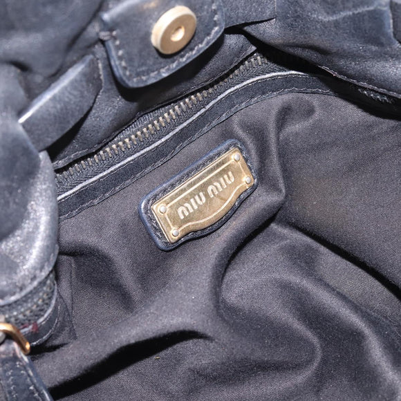 Miu Miu Shoulder Bag Leather Black Gold Tone Auth yk20875M