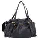 Miu Miu Shoulder Bag Leather Black Gold Tone Auth yk20875M-13