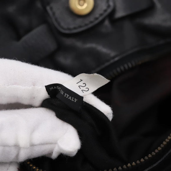 Miu Miu Shoulder Bag Leather Black Gold Tone Auth yk20875M