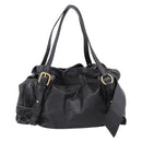 Miu Miu Shoulder Bag Leather Black Gold Tone Auth yk20875M-2