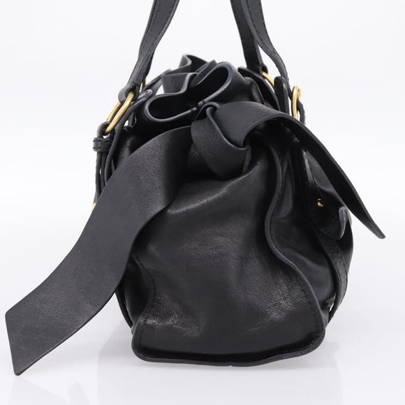 Miu Miu Shoulder Bag Leather Black Gold Tone Auth yk20875M