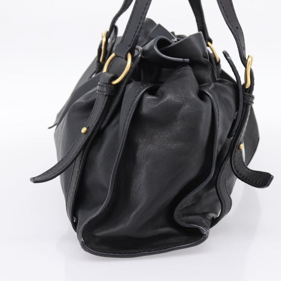 Miu Miu Shoulder Bag Leather Black Gold Tone Auth yk20875M