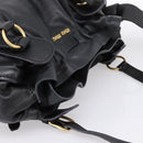 Miu Miu Shoulder Bag Leather Black Gold Tone Auth yk20875M-6