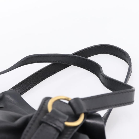 Miu Miu Shoulder Bag Leather Black Gold Tone Auth yk20875M