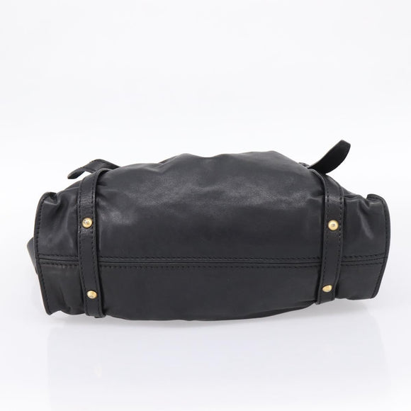 Miu Miu Shoulder Bag Leather Black Gold Tone Auth yk20875M