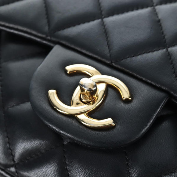 CHANEL Matelasse 34 Double Flap Chain Shoulder Bag Lamb Skin Auth yk20879SAM