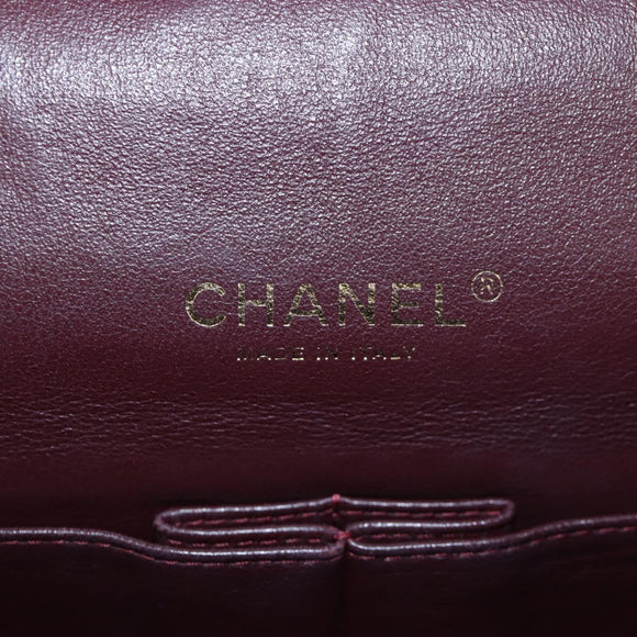 CHANEL Matelasse 34 Double Flap Chain Shoulder Bag Lamb Skin Auth yk20879SAM