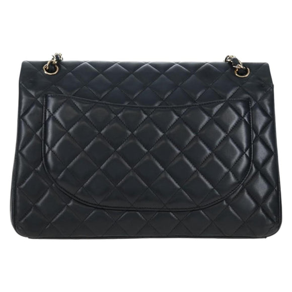 CHANEL Matelasse 34 Double Flap Chain Shoulder Bag Lamb Skin Auth yk20879SAM