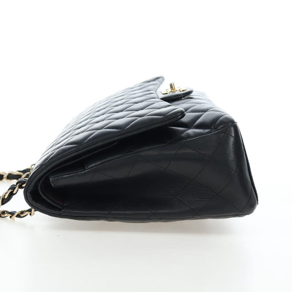 CHANEL Matelasse 34 Double Flap Chain Shoulder Bag Lamb Skin Auth yk20879SAM