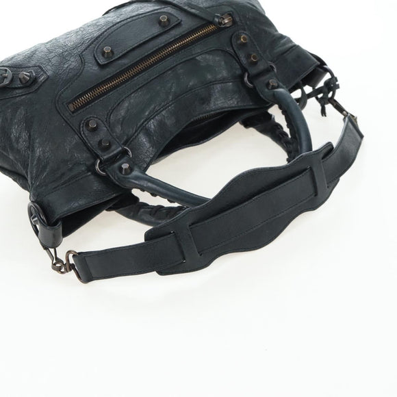 BALENCIAGA The First Hand Bag Leather 2way Black 103208 Auth yk20881M