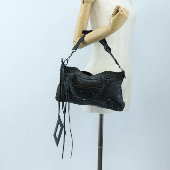 BALENCIAGA The First Hand Bag Leather 2way Black 103208 Auth yk20881M