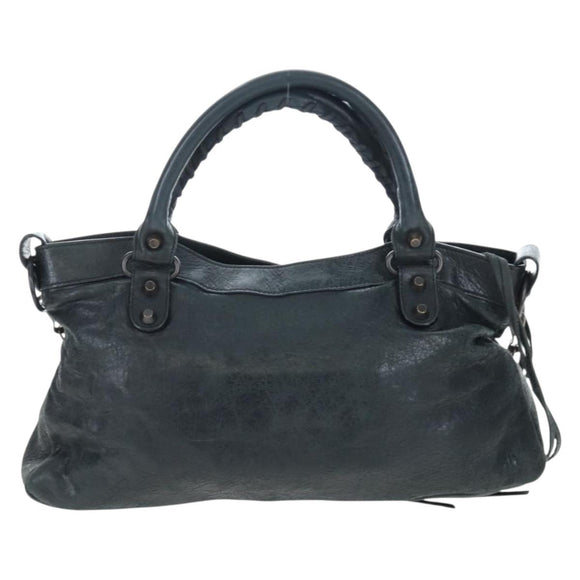 BALENCIAGA The First Hand Bag Leather 2way Black 103208 Auth yk20881M