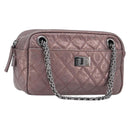 CHANEL 2.55 Matelasse Chain Shoulder Bag Leather Pink Silver CC Auth yk20882V-1