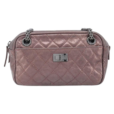 CHANEL 2.55 Matelasse Chain Shoulder Bag Leather Pink Silver CC Auth yk20882V - 0