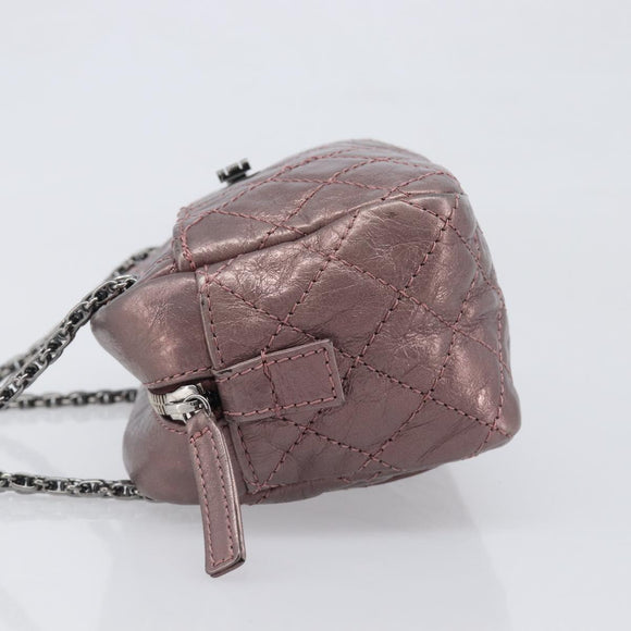 CHANEL 2.55 Matelasse Chain Shoulder Bag Leather Pink Silver CC Auth yk20882V