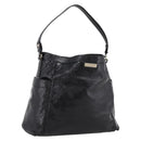 Max Mara Shoulder Bag Leather Black Gold Tone Auth yk20883A-1