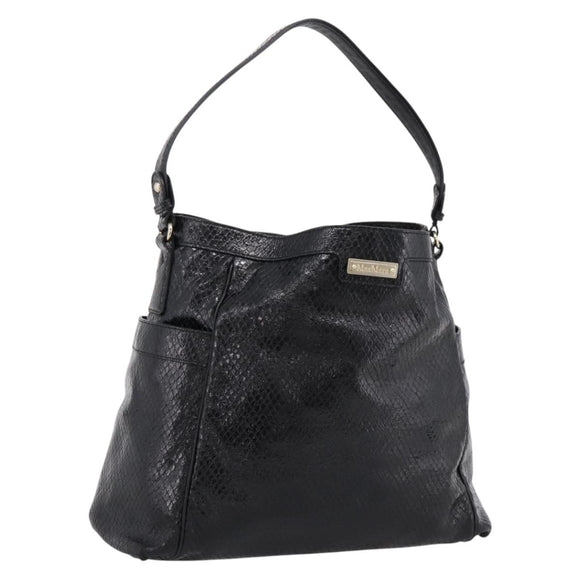 Max Mara Shoulder Bag Leather Black Gold Tone Auth yk20883A
