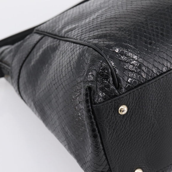 Max Mara Shoulder Bag Leather Black Gold Tone Auth yk20883A