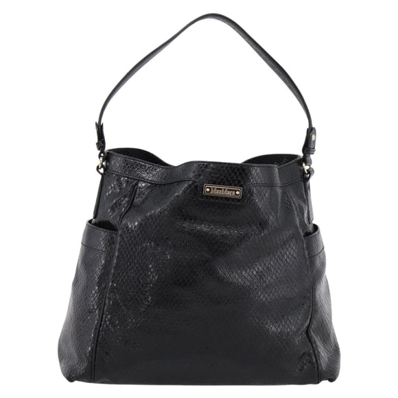 Max Mara Shoulder Bag Leather Black Gold Tone Auth yk20883A