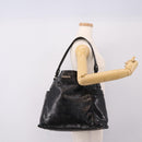 Max Mara Shoulder Bag Leather Black Gold Tone Auth yk20883A-21