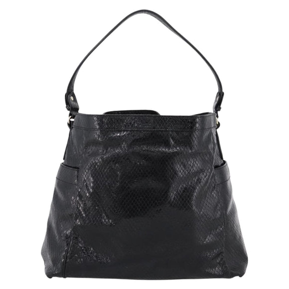 Max Mara Shoulder Bag Leather Black Gold Tone Auth yk20883A