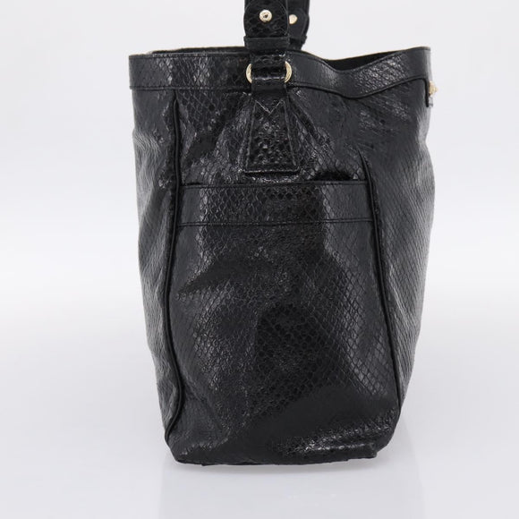 Max Mara Shoulder Bag Leather Black Gold Tone Auth yk20883A