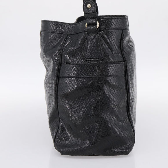 Max Mara Shoulder Bag Leather Black Gold Tone Auth yk20883A