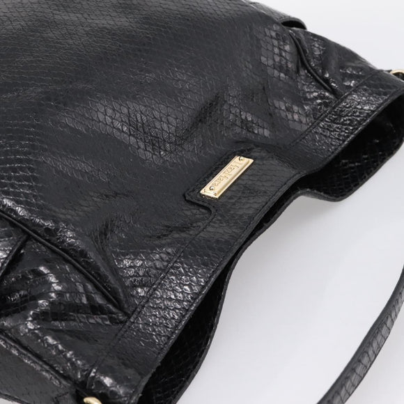 Max Mara Shoulder Bag Leather Black Gold Tone Auth yk20883A