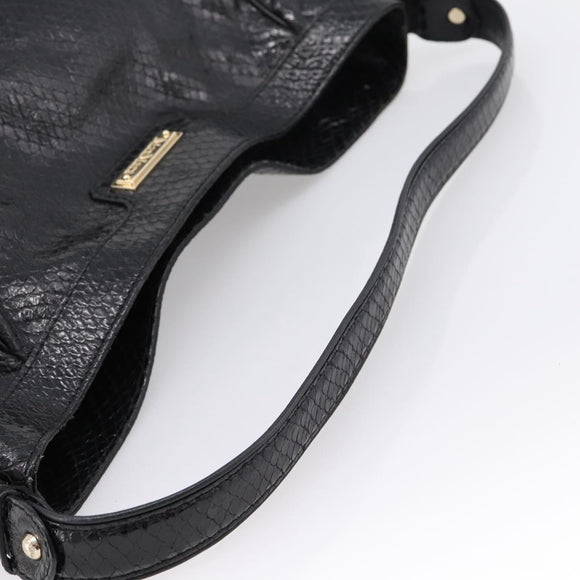 Max Mara Shoulder Bag Leather Black Gold Tone Auth yk20883A
