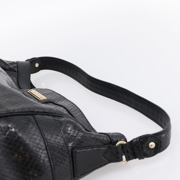 Max Mara Shoulder Bag Leather Black Gold Tone Auth yk20883A
