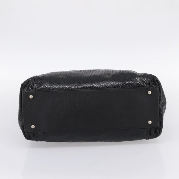 Max Mara Shoulder Bag Leather Black Gold Tone Auth yk20883A