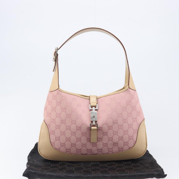 GUCCI GG Canvas Jackie Hand Bag Pink Gold 001 3306 Auth yk20886V