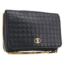 CELINE Chain Shoulder Bag Leather Black Gold Auth yk20890V-1