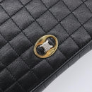 CELINE Chain Shoulder Bag Leather Black Gold Auth yk20890V-18