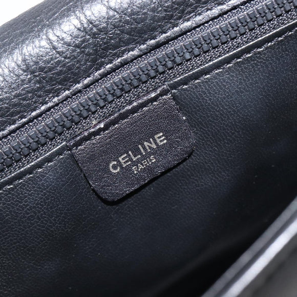 CELINE Chain Shoulder Bag Leather Black Gold Auth yk20890V