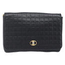 CELINE Chain Shoulder Bag Leather Black Gold Auth yk20890V-13