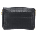 CELINE Chain Shoulder Bag Leather Black Gold Auth yk20890V-2